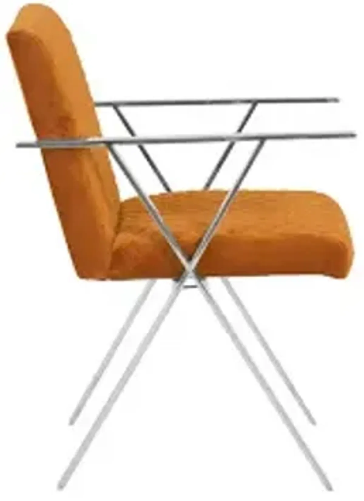 allure dining chair, quilted orange, stainless steel frame