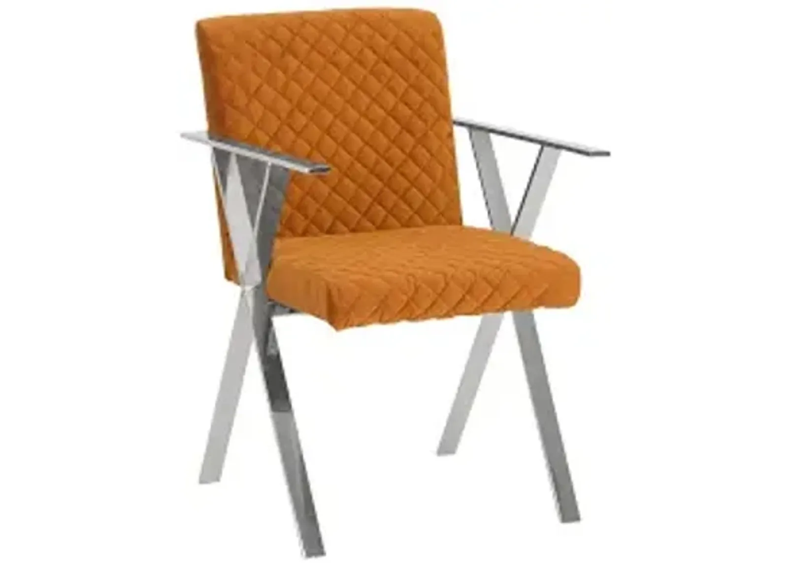 allure dining chair, quilted orange, stainless steel frame