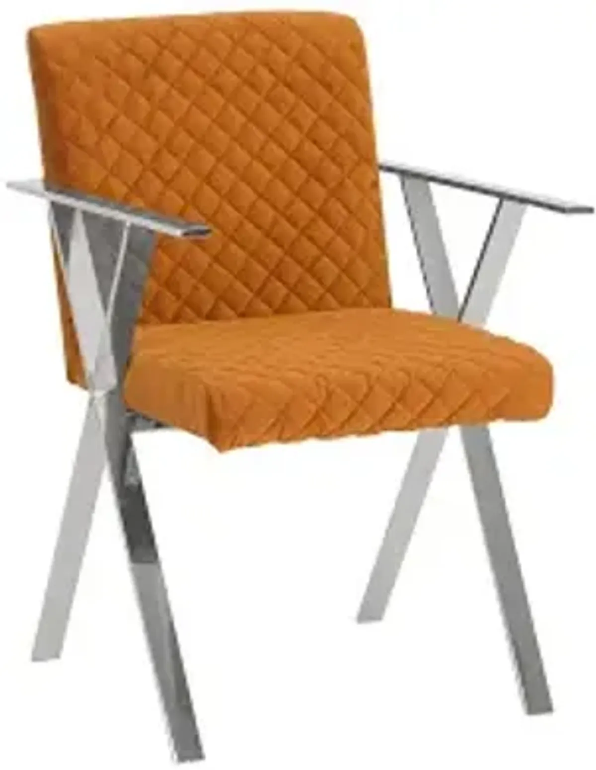 allure dining chair, quilted orange, stainless steel frame