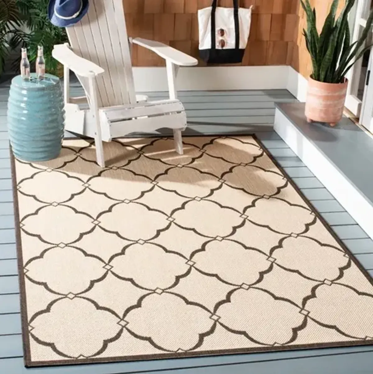 Safavieh BEACH HOUSE Collection BHS125U-6SQ Creme / Brown 6'-7" X 6'-7" Square