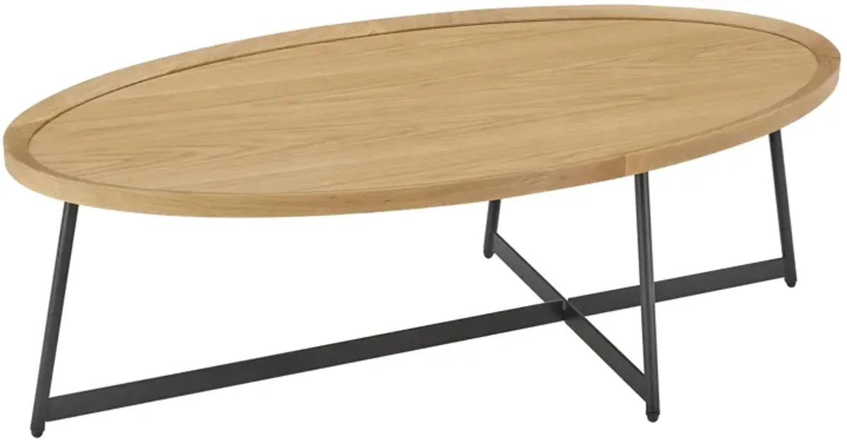 Niklaus 47" Oval Coffee Table in Oak and Black Base