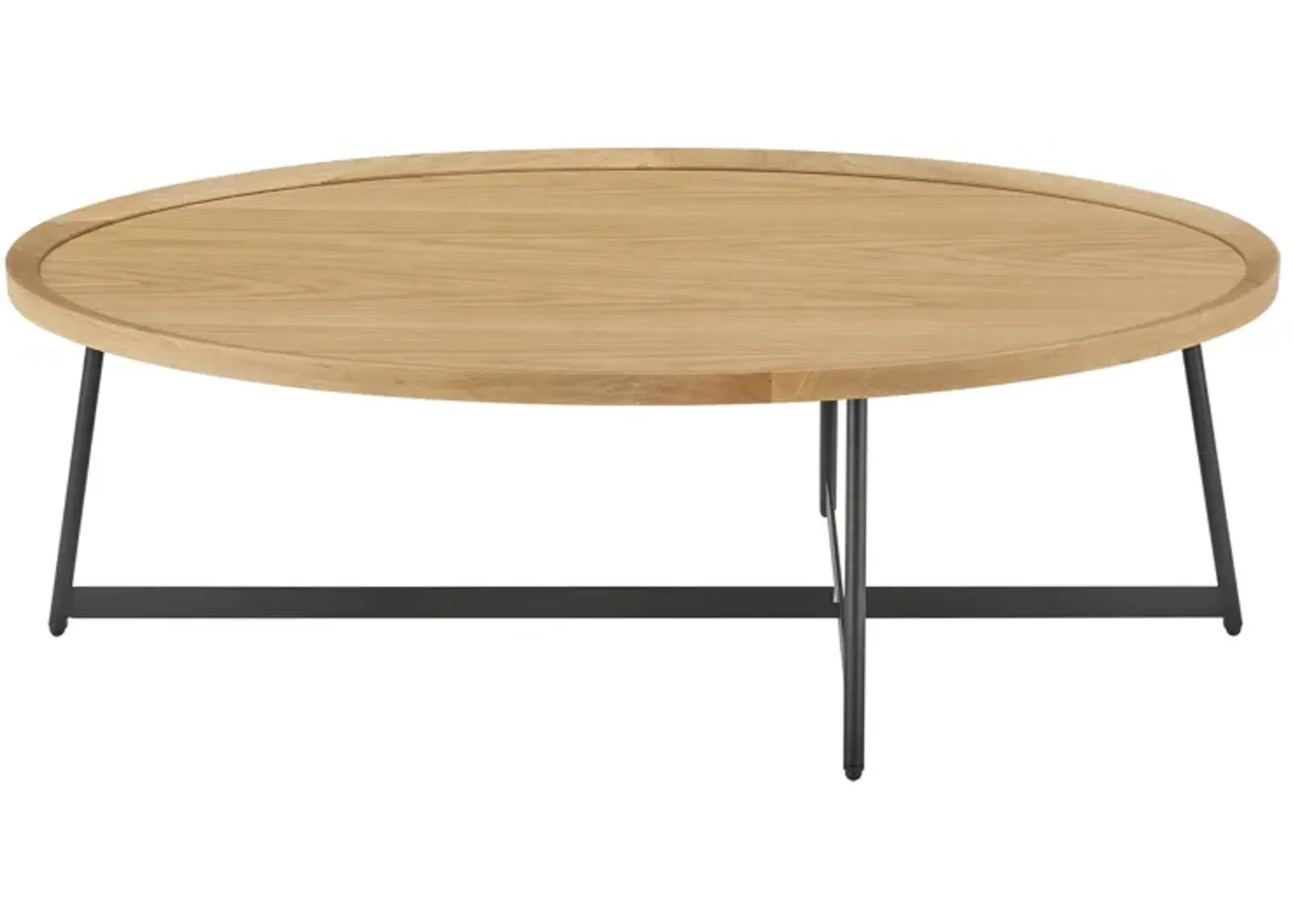 Niklaus 47" Oval Coffee Table in Oak and Black Base