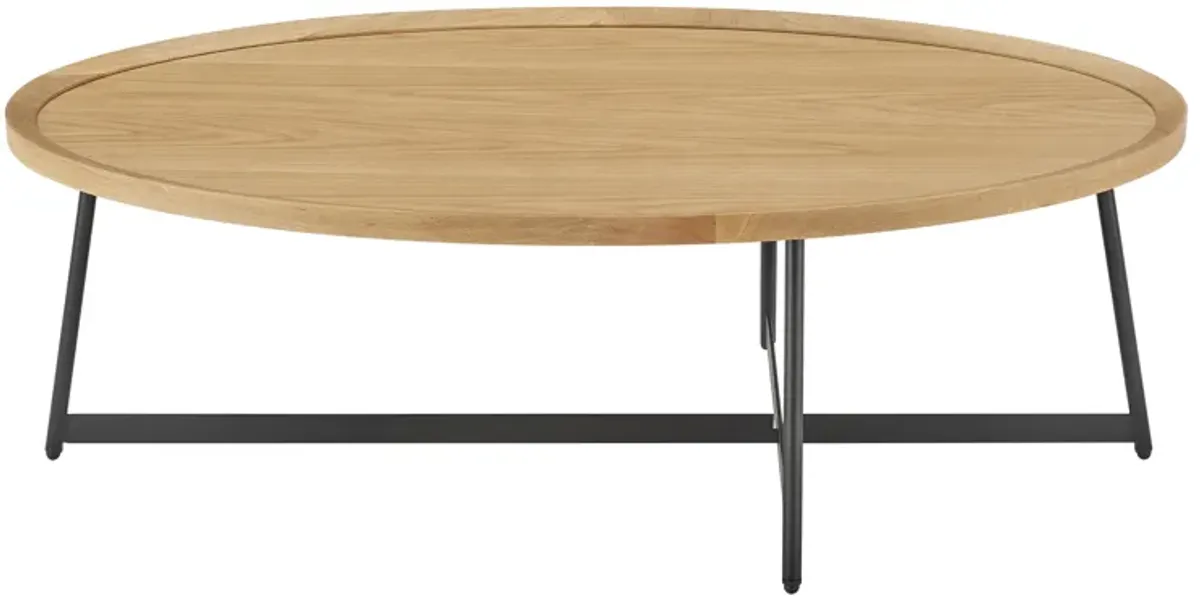 Niklaus 47" Oval Coffee Table in Oak and Black Base