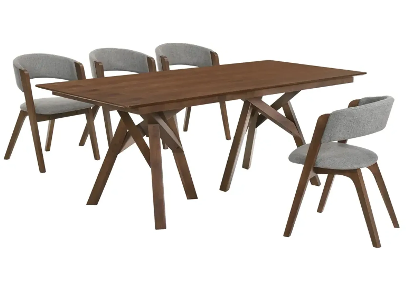 Cortina and Rowan 5 Piece Walnut Rectangular Dining Set