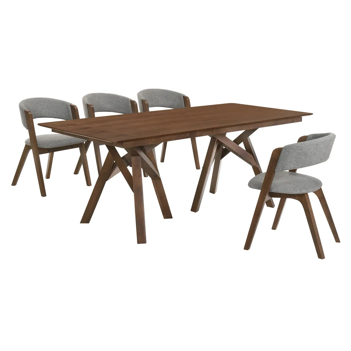 Cortina and Rowan 5 Piece Walnut Rectangular Dining Set