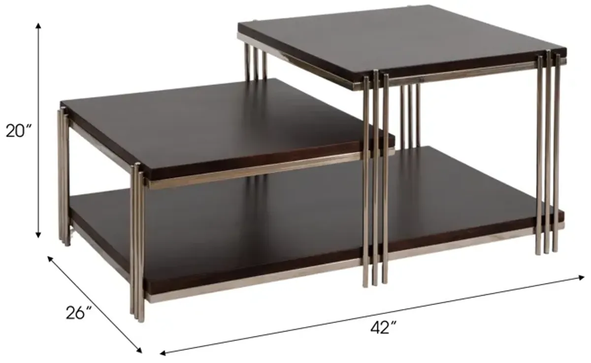 Metal/wood, 42" Three Tier Coffee Table