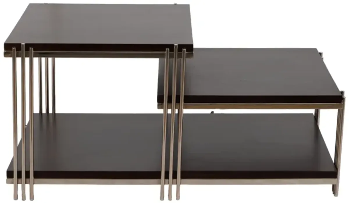 Metal/wood, 42" Three Tier Coffee Table