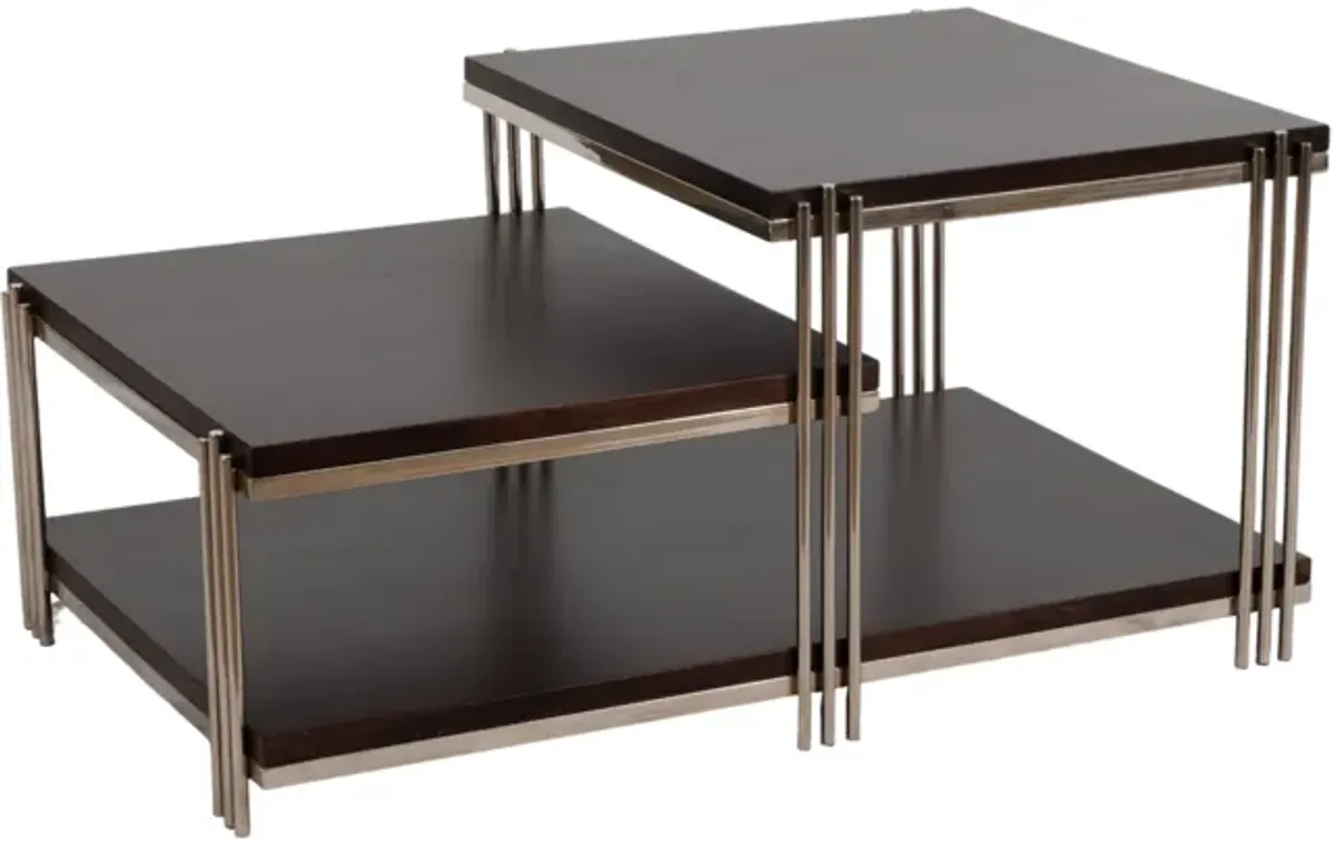 Metal/wood, 42" Three Tier Coffee Table