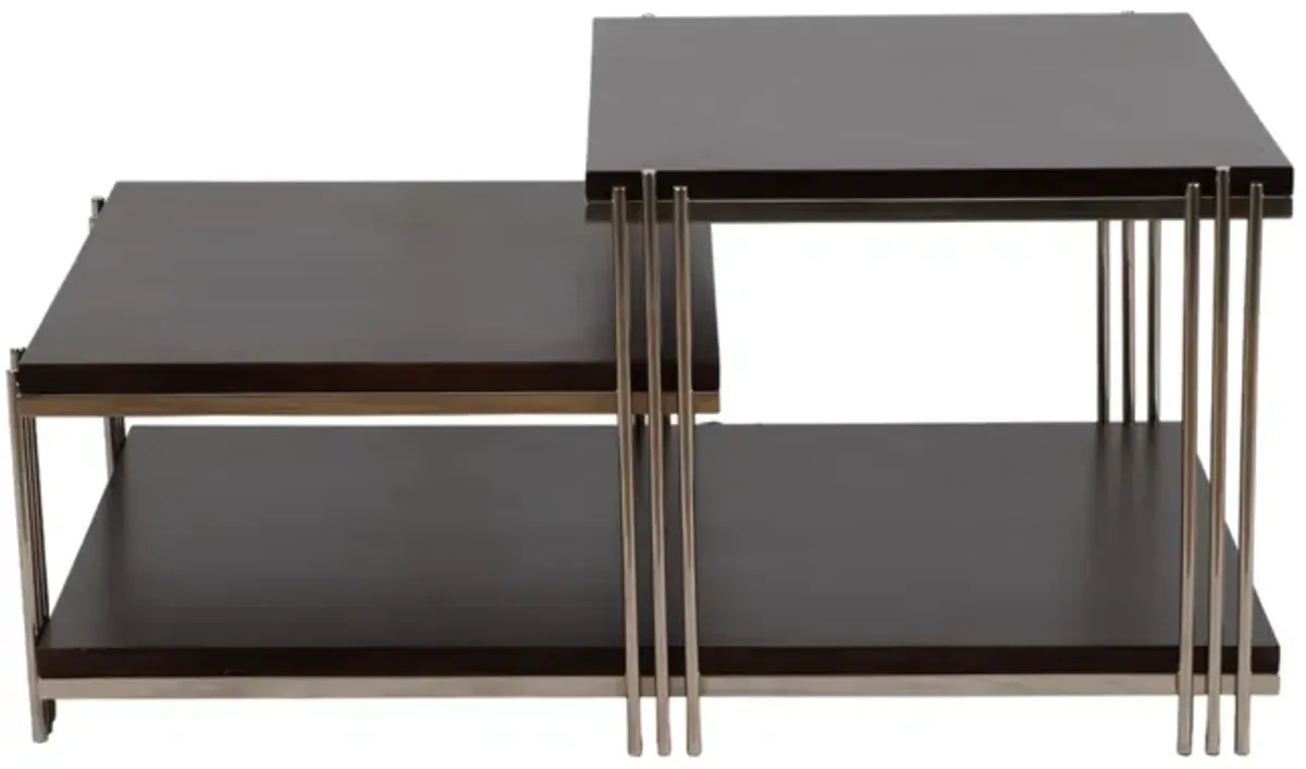 Metal/wood, 42" Three Tier Coffee Table