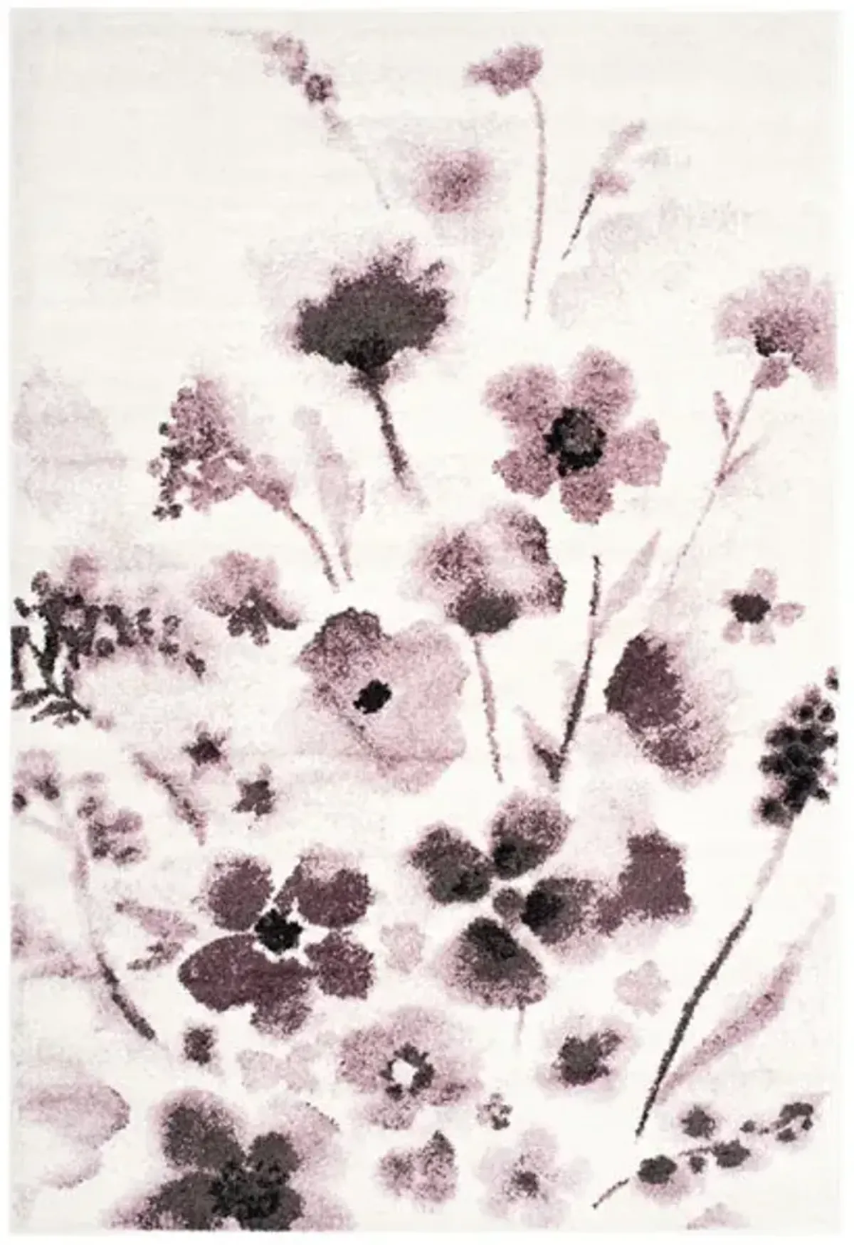 Adirondack Contemporary Ivory / Purple 2'-6" X 8' Powerloomed Rug