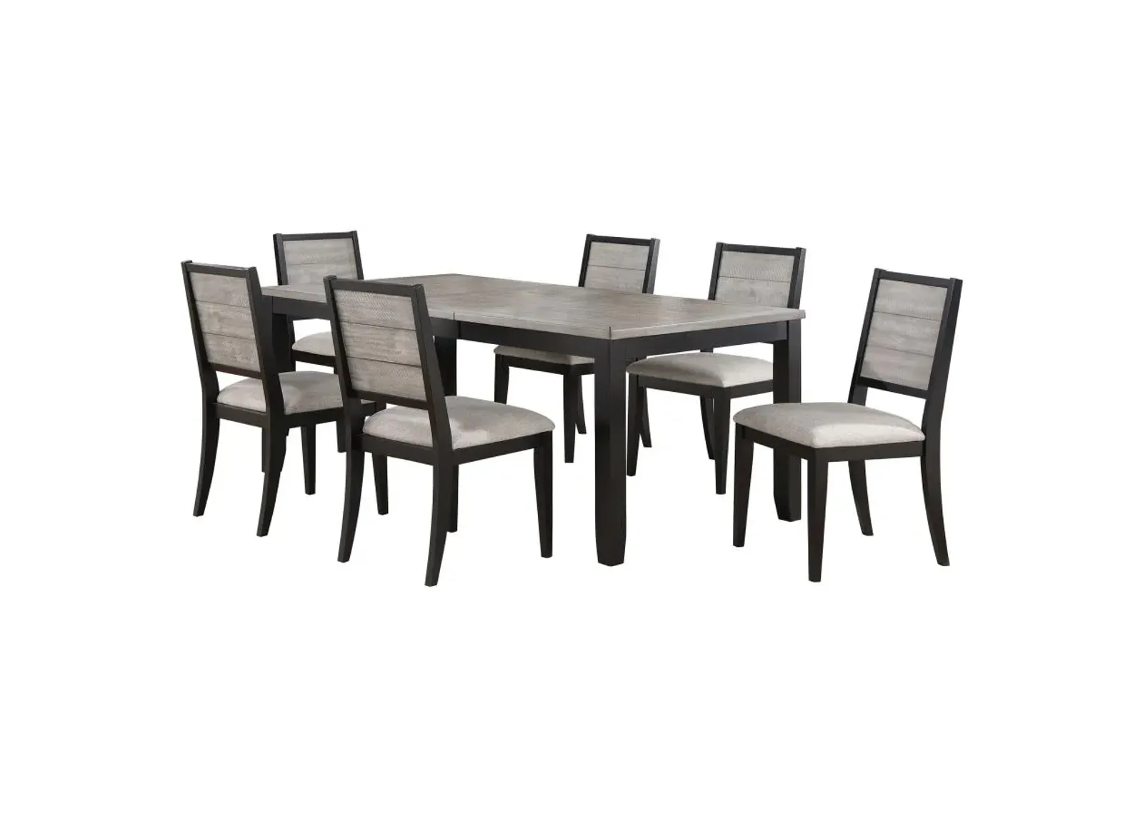 Elodie 7-piece Dining Table Set with Extension Leaf Grey and Black