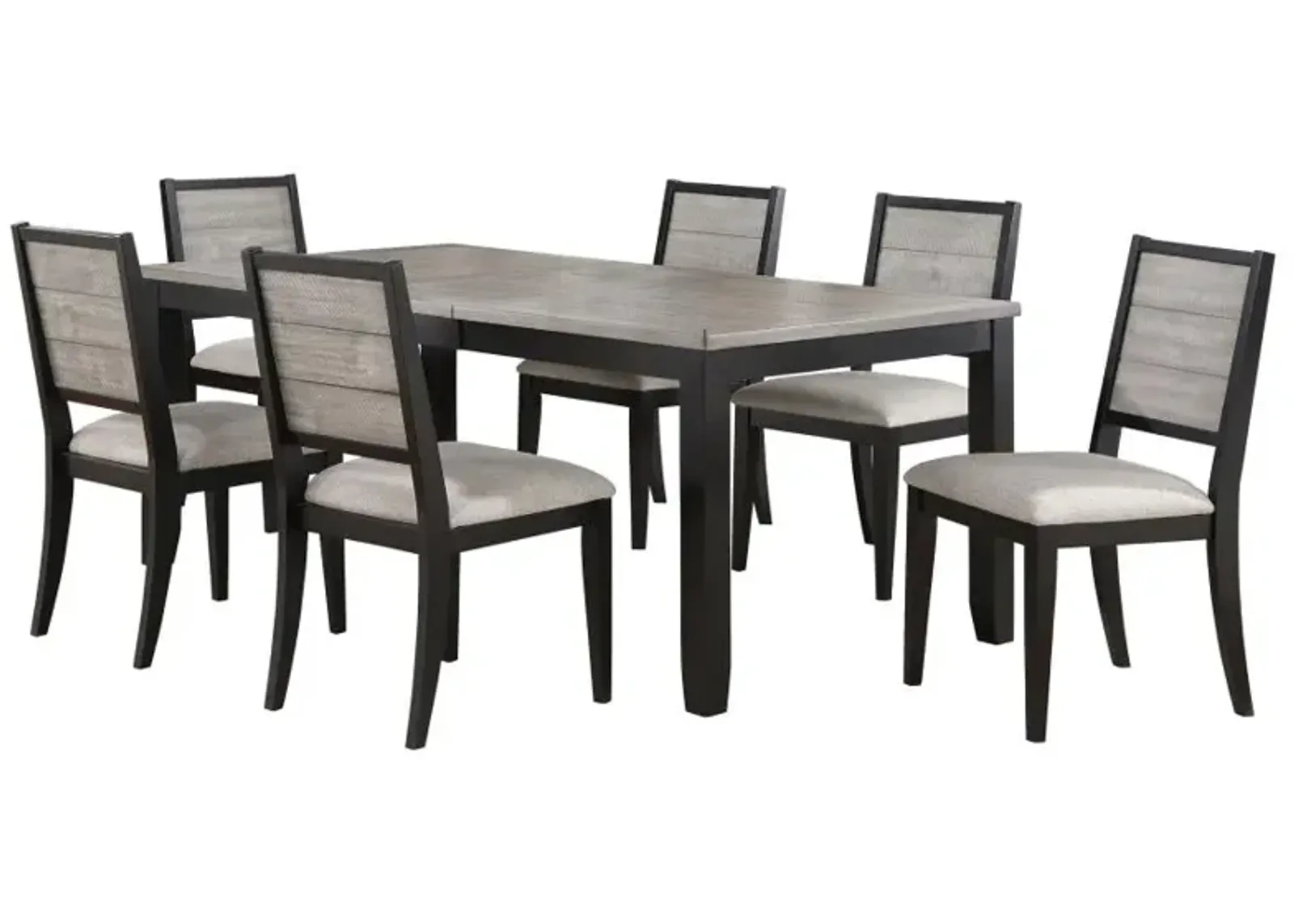 Elodie 7-piece Dining Table Set with Extension Leaf Grey and Black