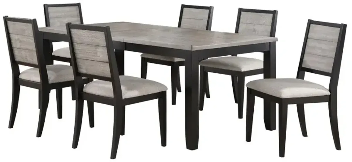 Elodie 7-piece Dining Table Set with Extension Leaf Grey and Black