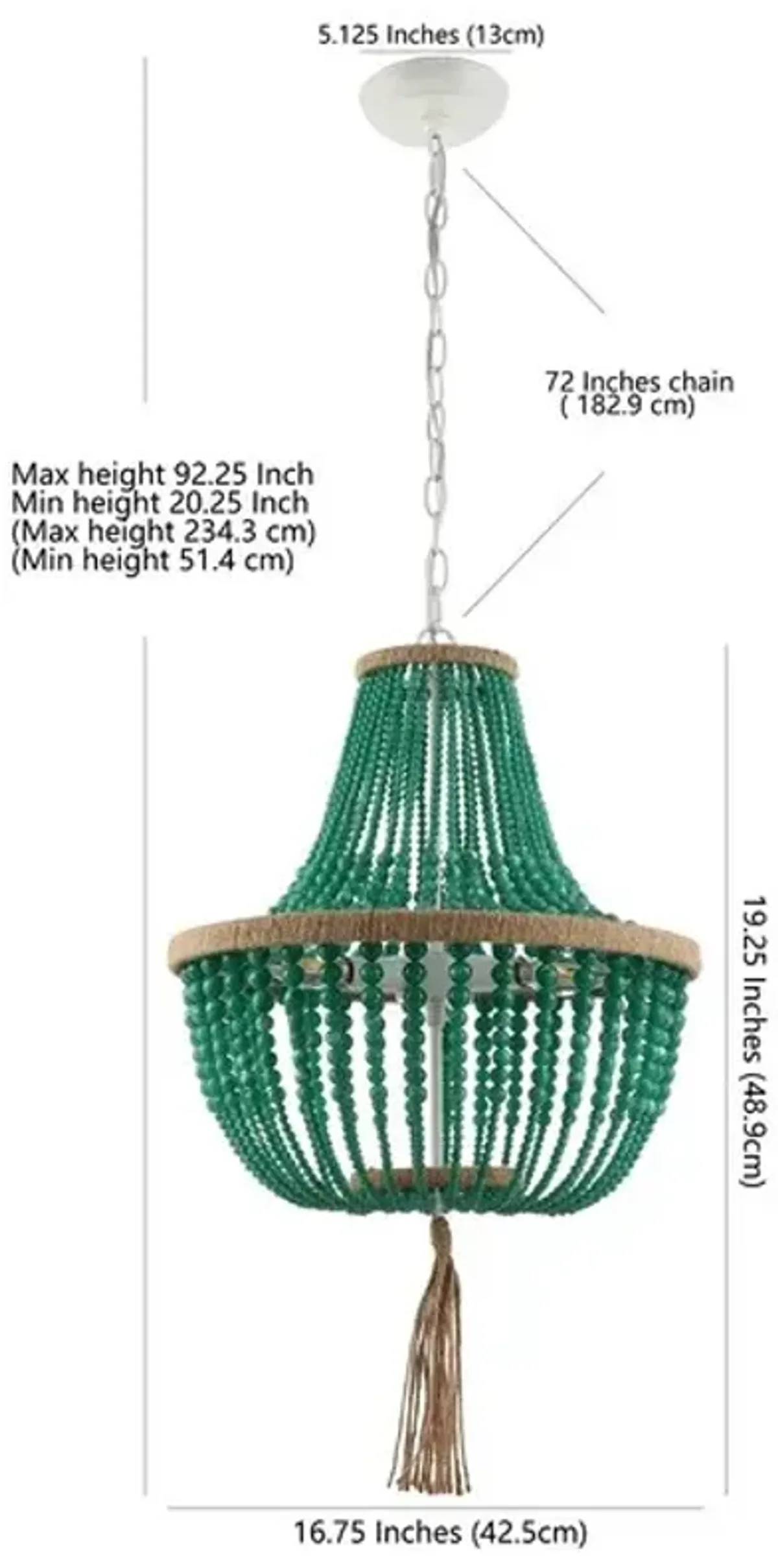 LUSH KRISTI 3 LIGHT 16.5 INCH DIA EMERALD BEADED PENDANT