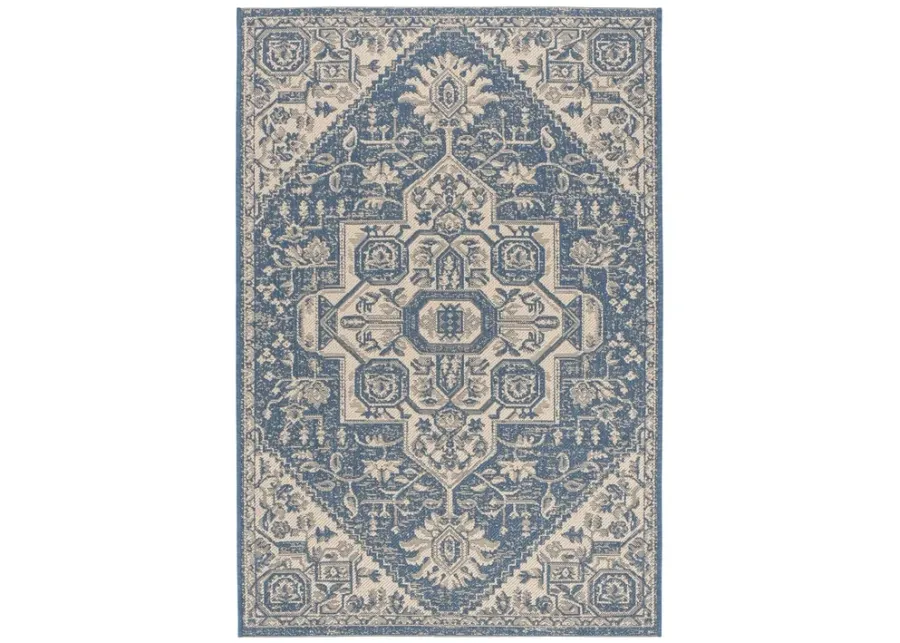 LINDEN 138 Collection LND138N-5 Cream / Blue 5'-3" X 7'-6"