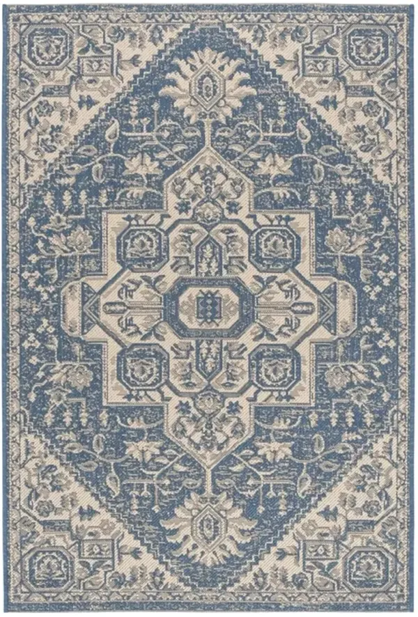 LINDEN 138 Collection LND138N-5 Cream / Blue 5'-3" X 7'-6"