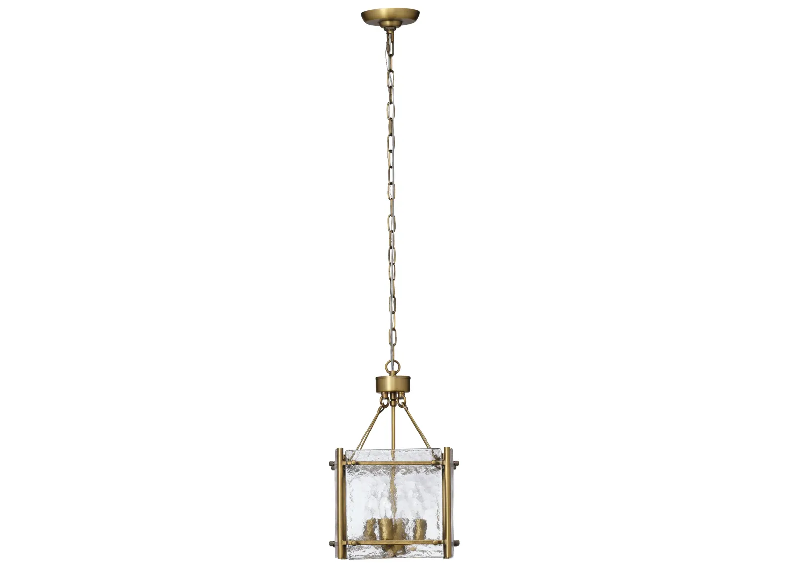 Glenn Small Square Metal Chandelier, Antique Brass