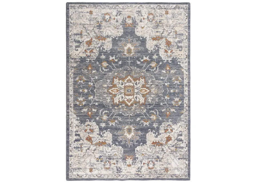 Ventura Blue Medallion Washed Wool 10' x 13' Rectangle Rug