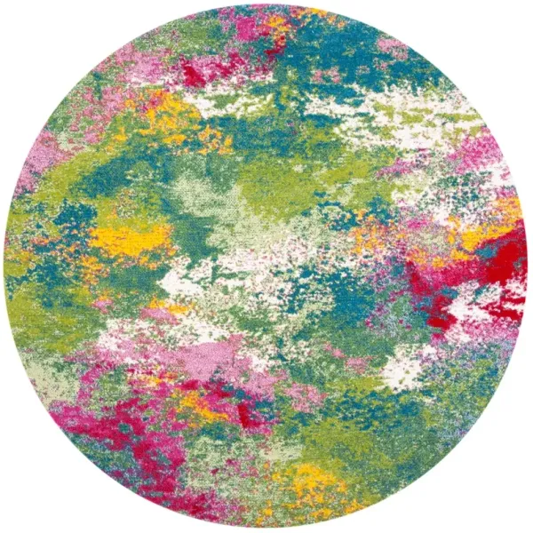 WATER COLOR 697 GREEN  8' x 8' Round Round Rug
