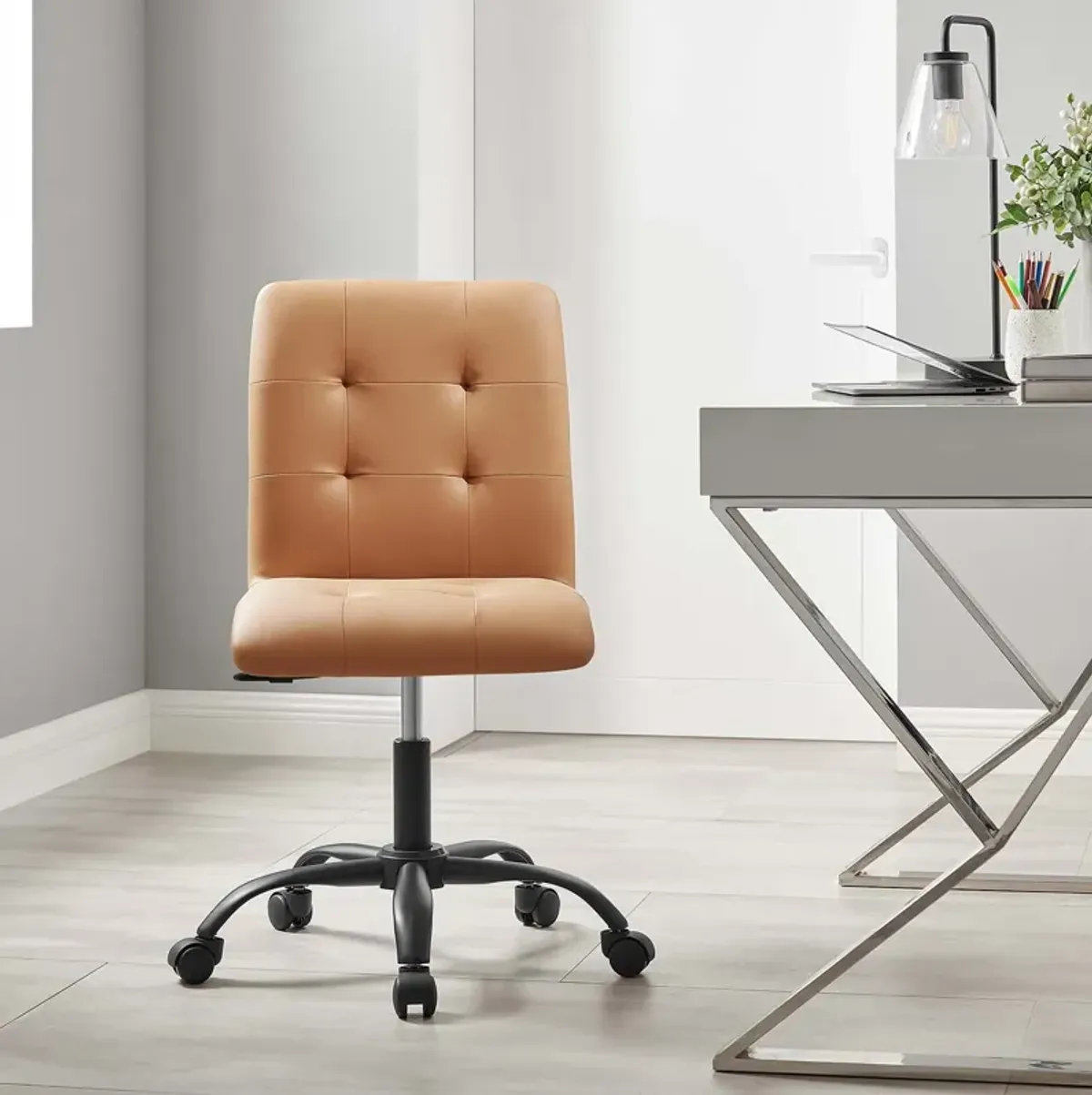 Prim Armless Vegan Leather Office Chair