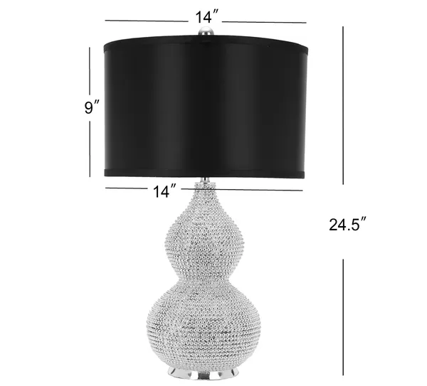 NICOLE, 24.5 INCH, SILVER, RESIN/IRON TABLE LAMP SET OF 2 W/ USB PORT � BLACK SHADES?