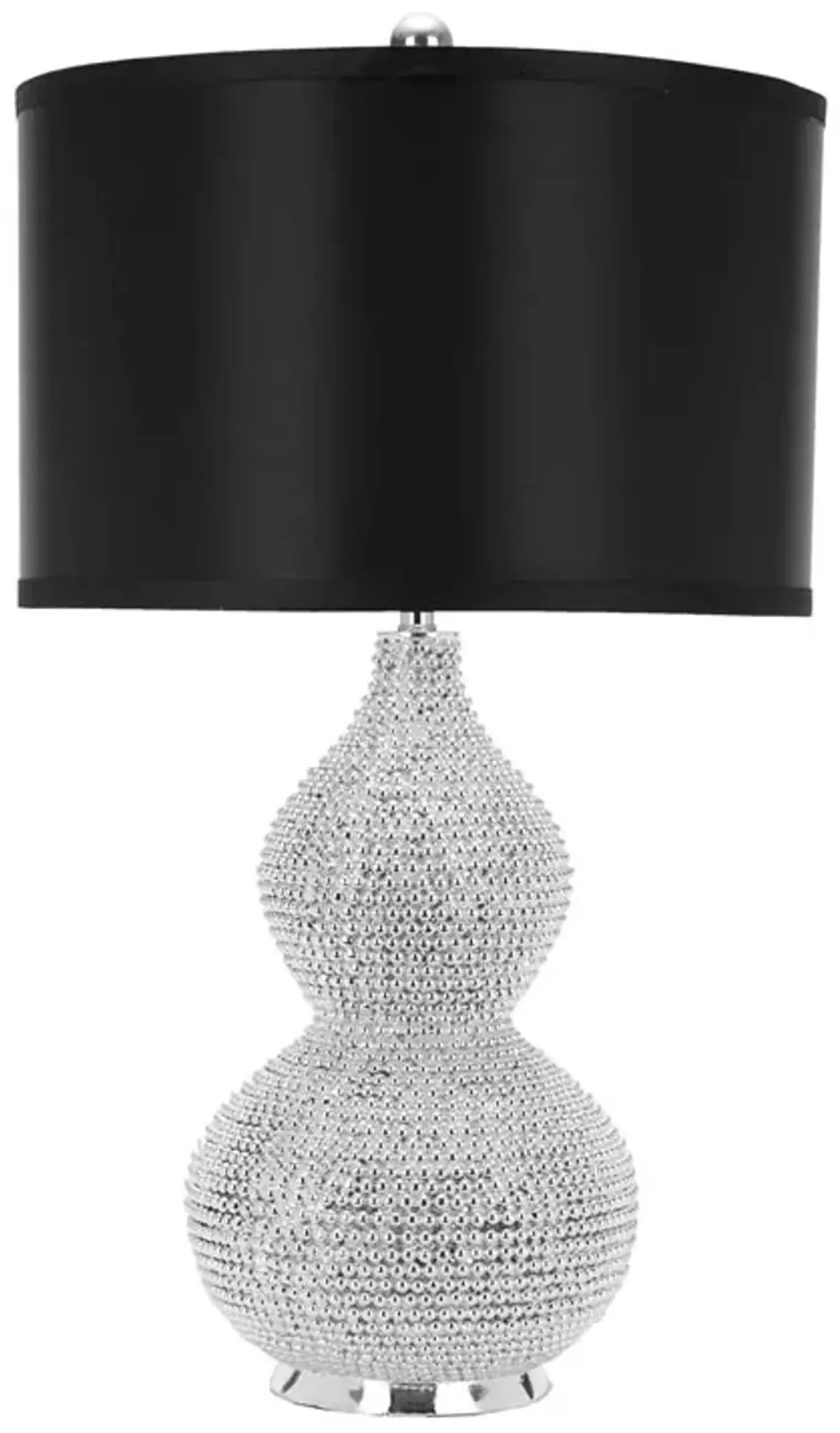 NICOLE, 24.5 INCH, SILVER, RESIN/IRON TABLE LAMP SET OF 2 W/ USB PORT � BLACK SHADES?