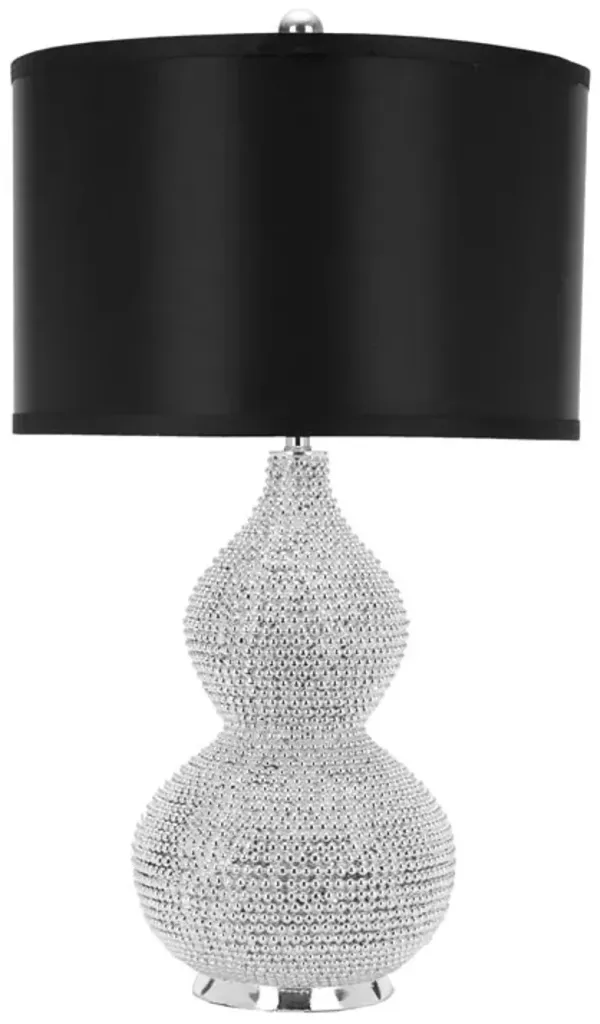 NICOLE, 24.5 INCH, SILVER, RESIN/IRON TABLE LAMP SET OF 2 W/ USB PORT � BLACK SHADES?