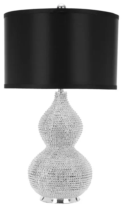 NICOLE, 24.5 INCH, SILVER, RESIN/IRON TABLE LAMP SET OF 2 W/ USB PORT � BLACK SHADES?