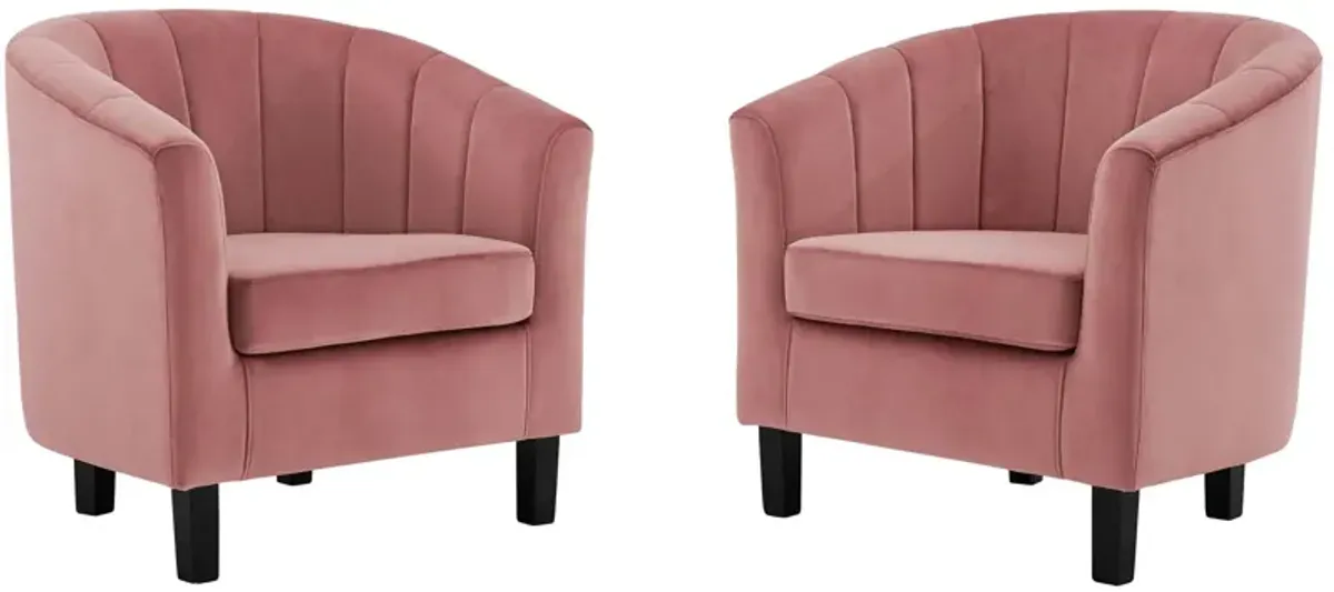 Prospect Channel Tufted Performance Velvet Armchair Set of 2