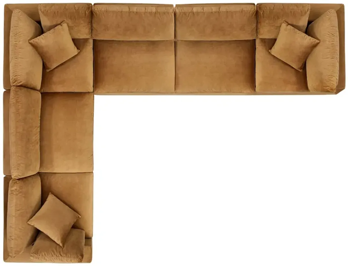 Commix Down Filled Overstuffed Performance Velvet 6-Piece Sectional Sofa