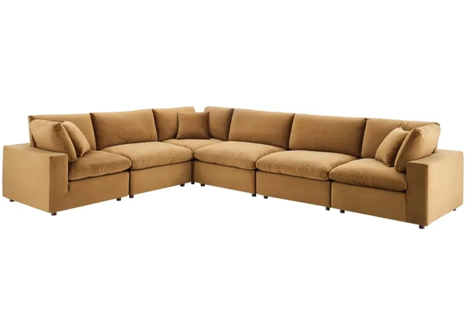 Commix Down Filled Overstuffed Performance Velvet 6-Piece Sectional Sofa