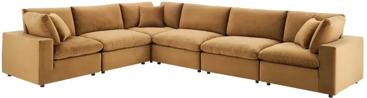 Commix Down Filled Overstuffed Performance Velvet 6-Piece Sectional Sofa