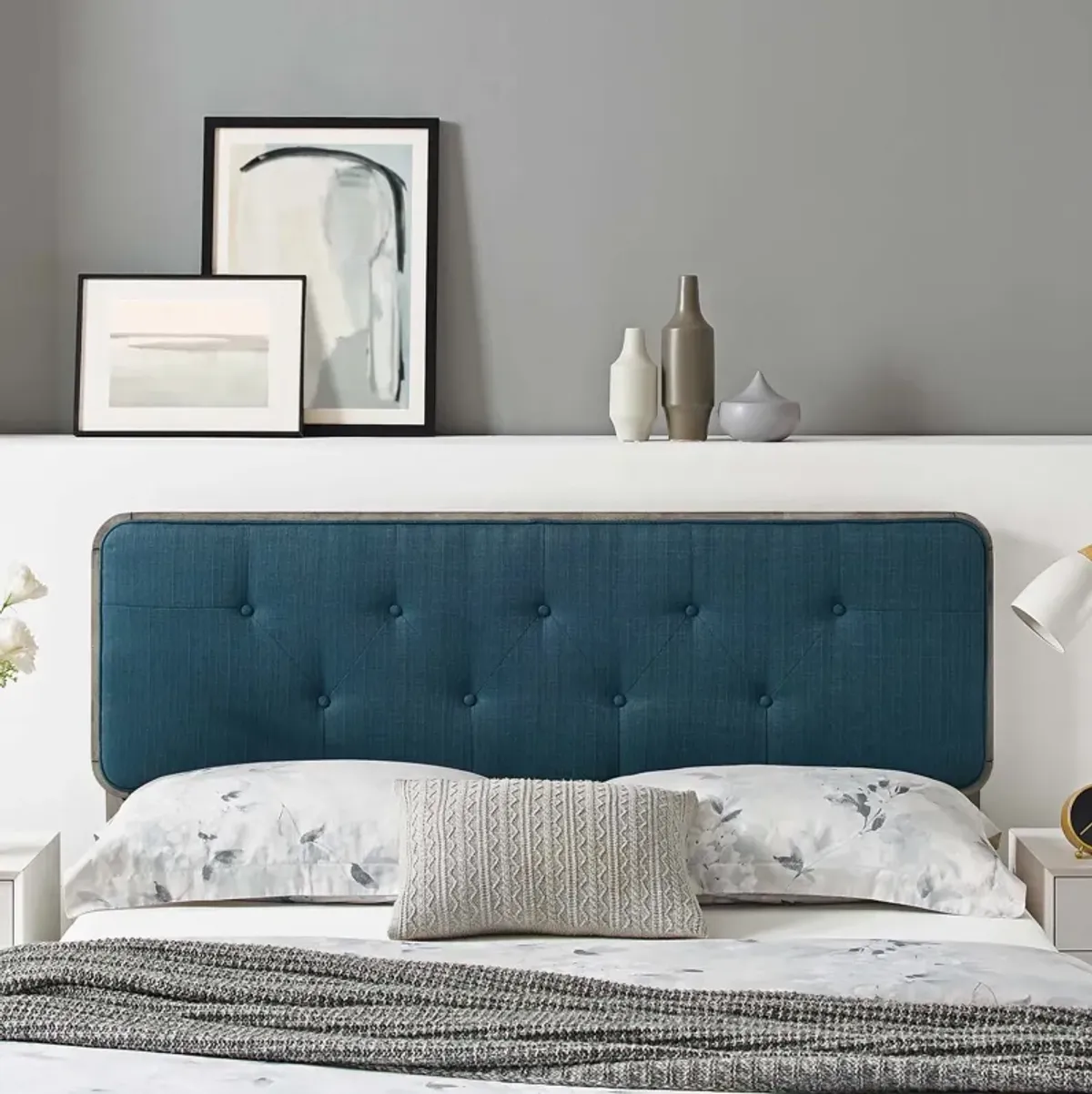 Collins Tufted Twin Fabric and Wood Headboard