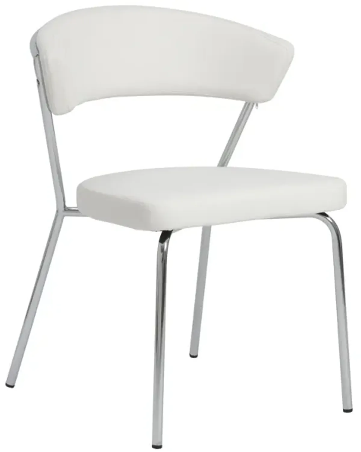 Draco Dining Chair in White with Chrome Legs - Set of 2