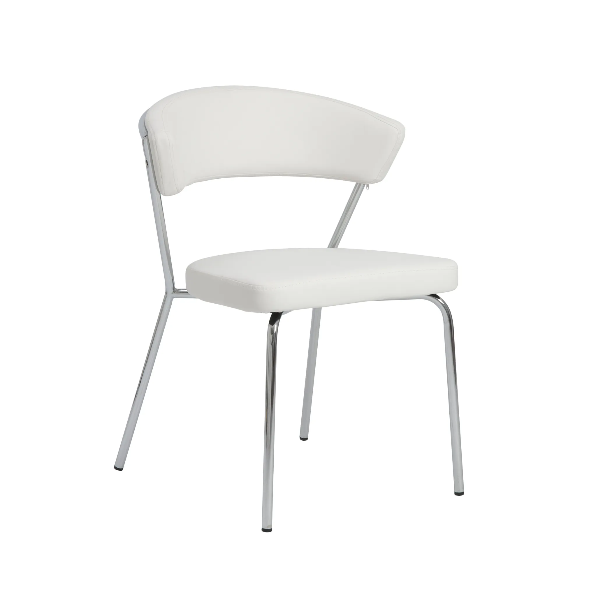 Draco Dining Chair in White with Chrome Legs - Set of 2