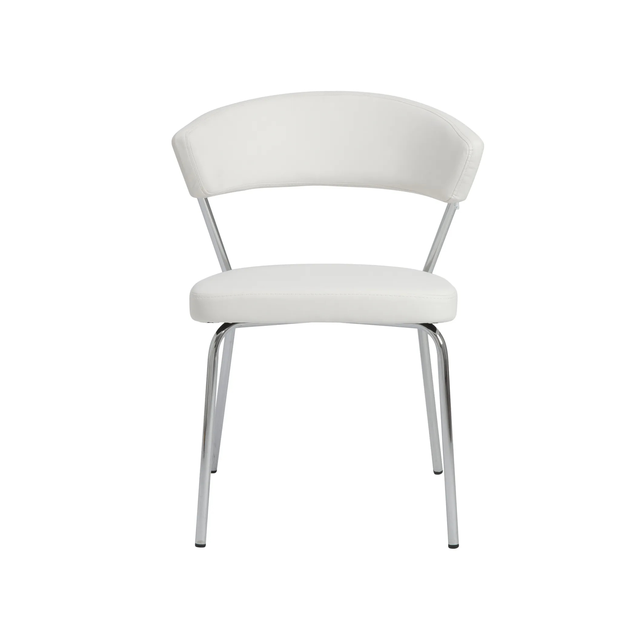 Draco Dining Chair in White with Chrome Legs - Set of 2