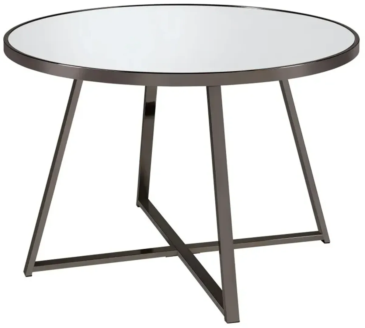 Jillian Round Dining Table with Tempered Mirror Top Black Nickel