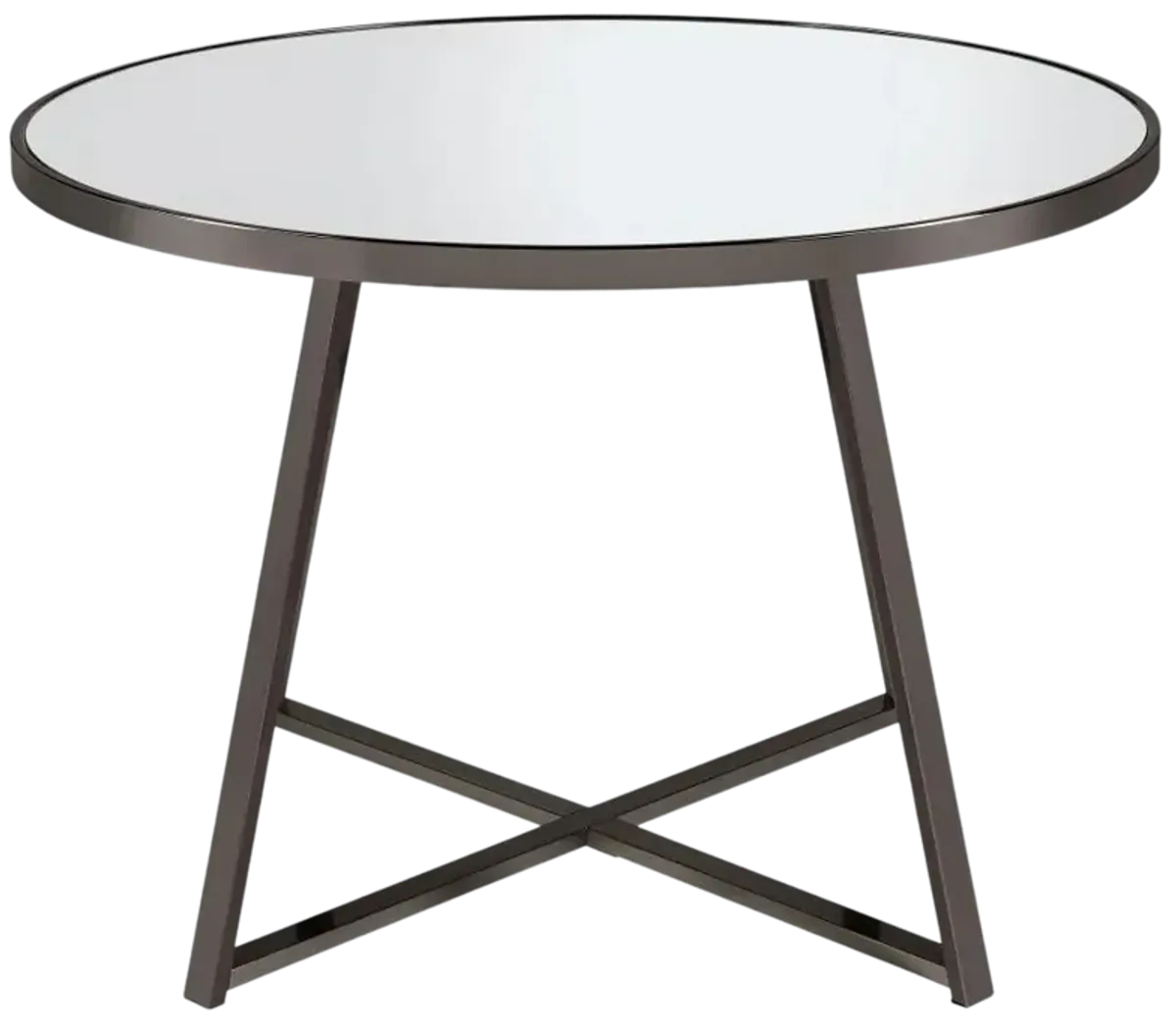 Jillian Round Dining Table with Tempered Mirror Top Black Nickel