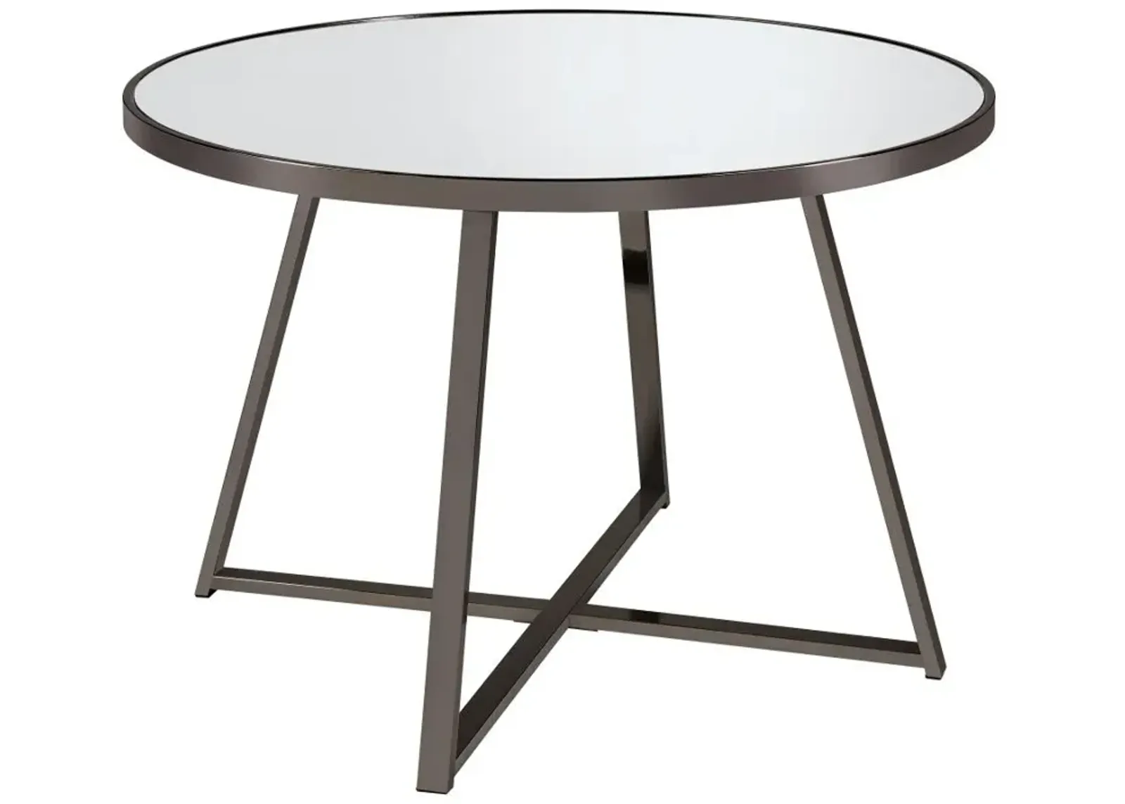 Jillian Round Dining Table with Tempered Mirror Top Black Nickel