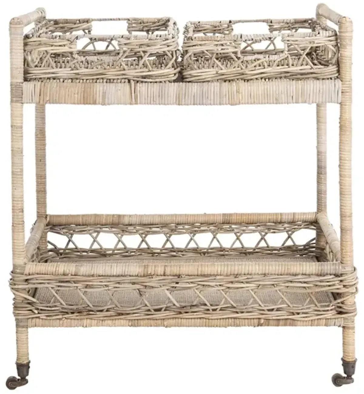 AMBROSE 2 TIER RATTAN BAR CART