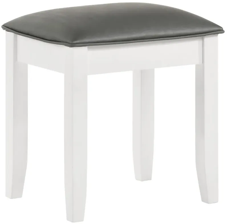 Felicity Upholstered Vanity Stool Metallic and Glossy White
