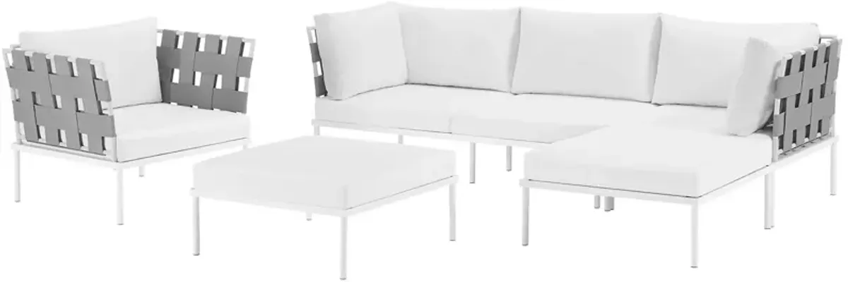 Harmony 6 Piece Outdoor Patio Aluminum Sectional Sofa Set