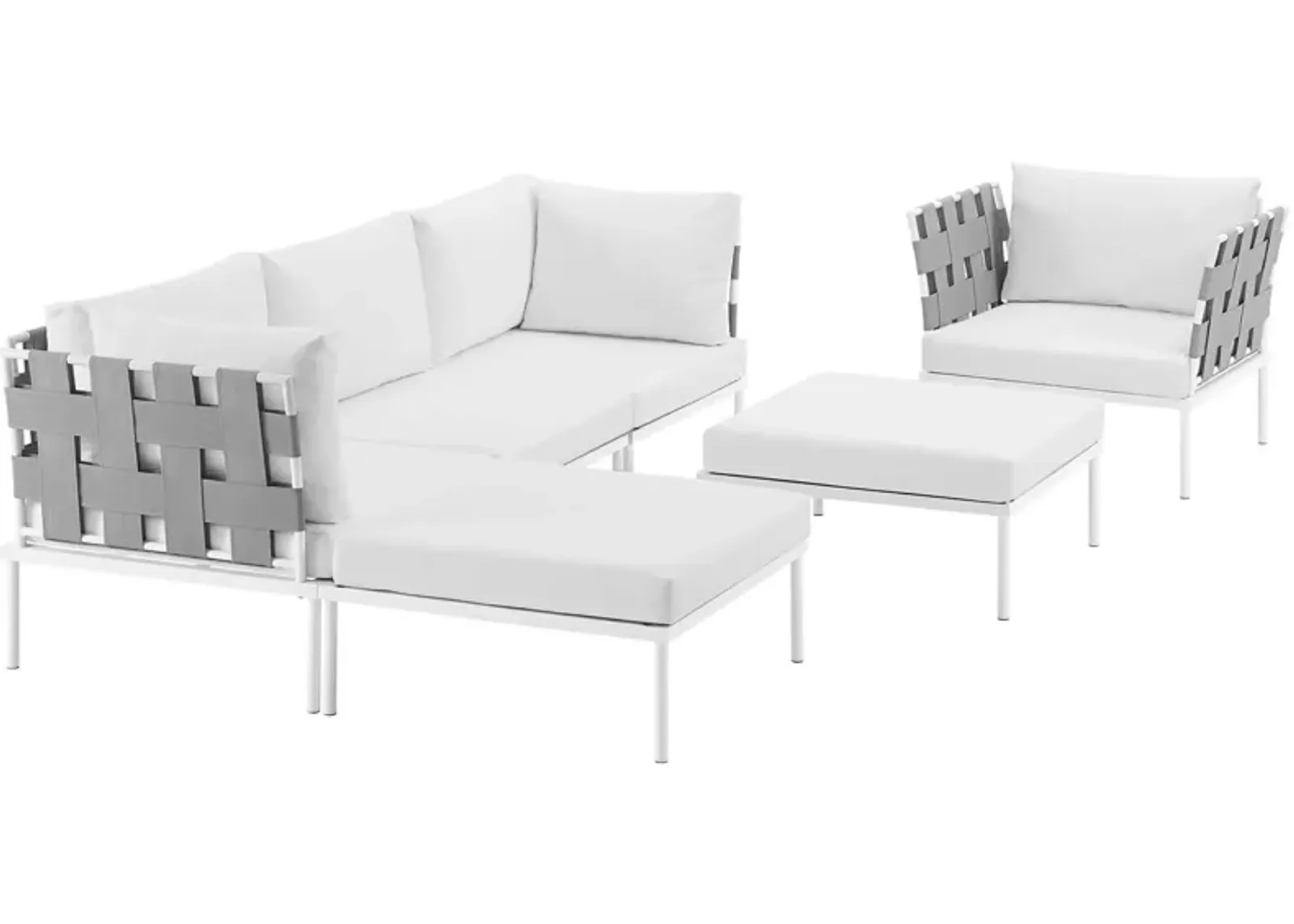 Harmony 6 Piece Outdoor Patio Aluminum Sectional Sofa Set