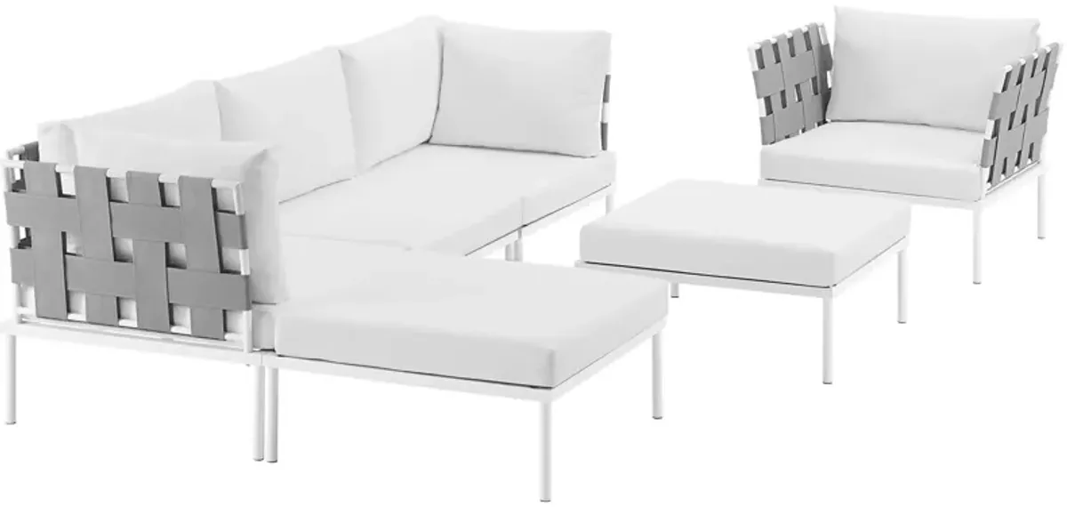 Harmony 6 Piece Outdoor Patio Aluminum Sectional Sofa Set