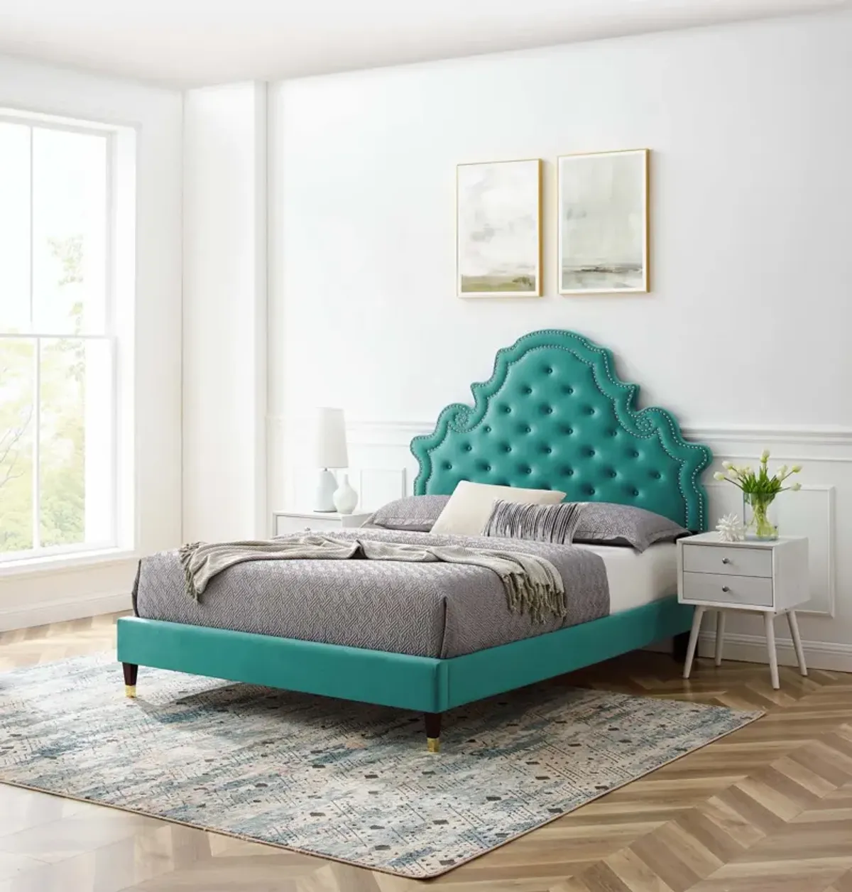 Gwyneth Tufted Performance Velvet Twin Platform Bed