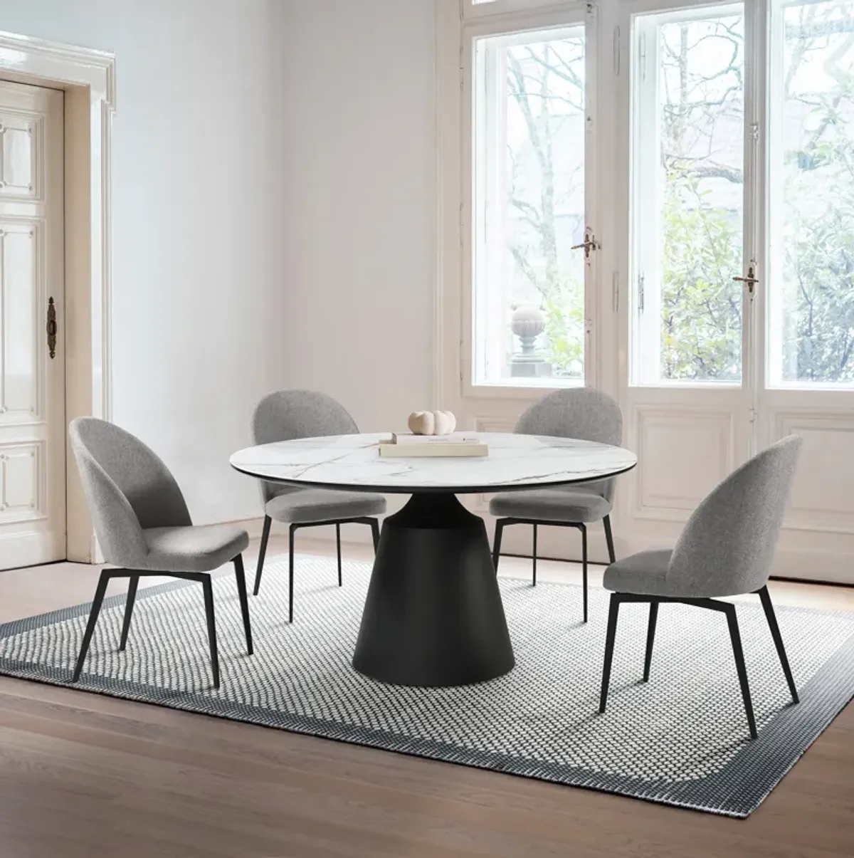 Knox Sunny 5 Piece Dining Set with Gray Fabric Chairs