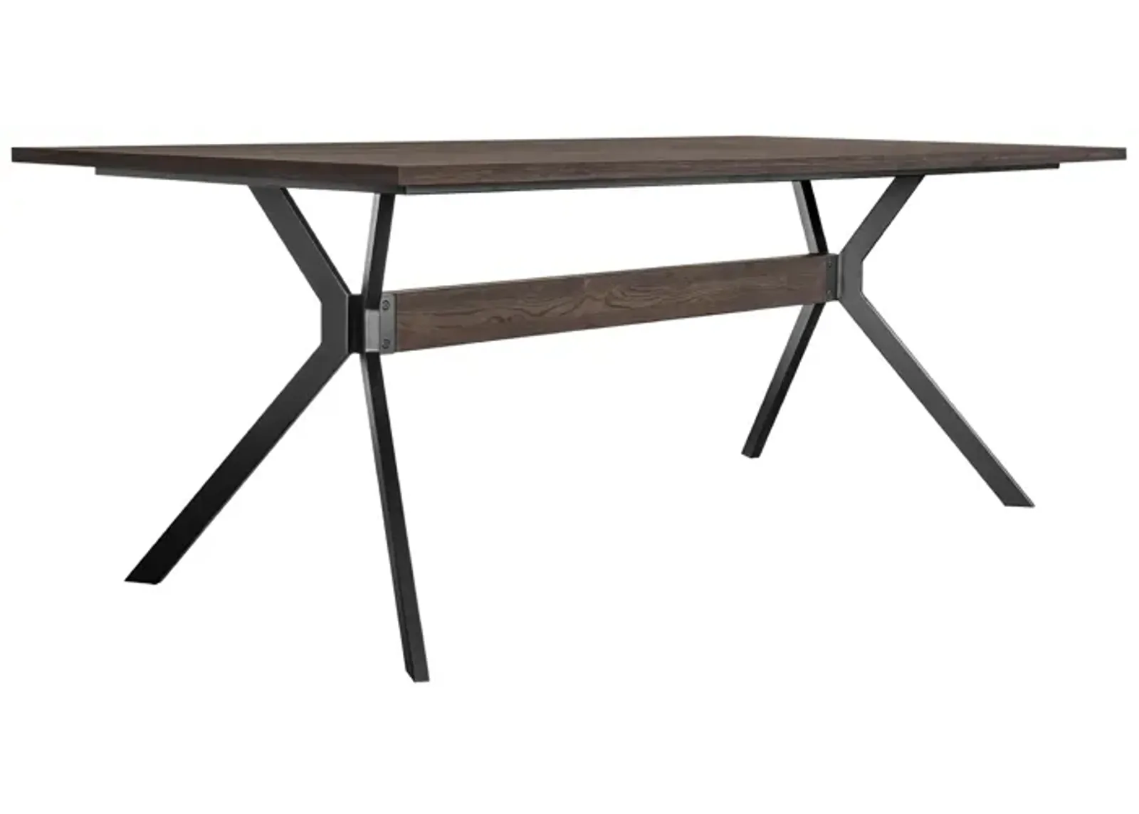 Nevada Rustic Oak Wood Trestle Base Dining Table In Dark Brown