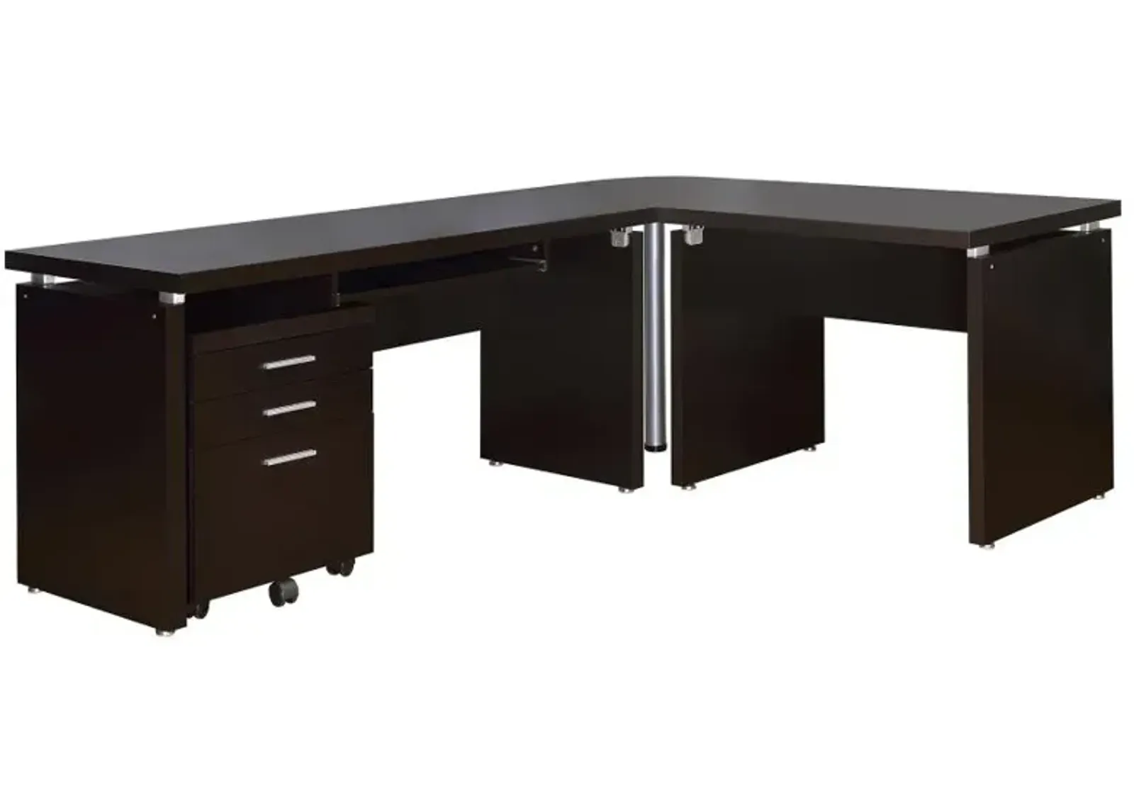 Skylar 2-piece Home Office Set L-Shape Desk with File Cabinet Cappuccino