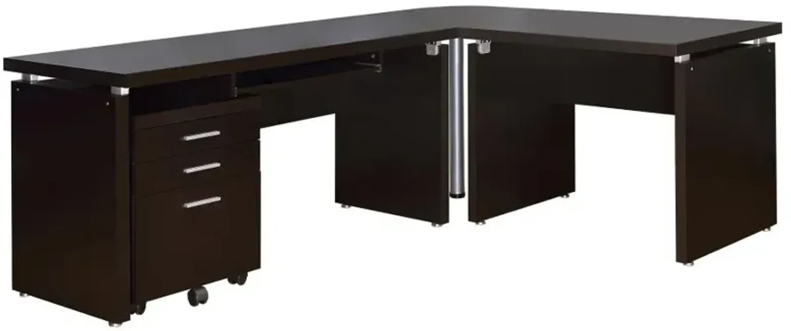 Skylar 2-piece Home Office Set L-Shape Desk with File Cabinet Cappuccino