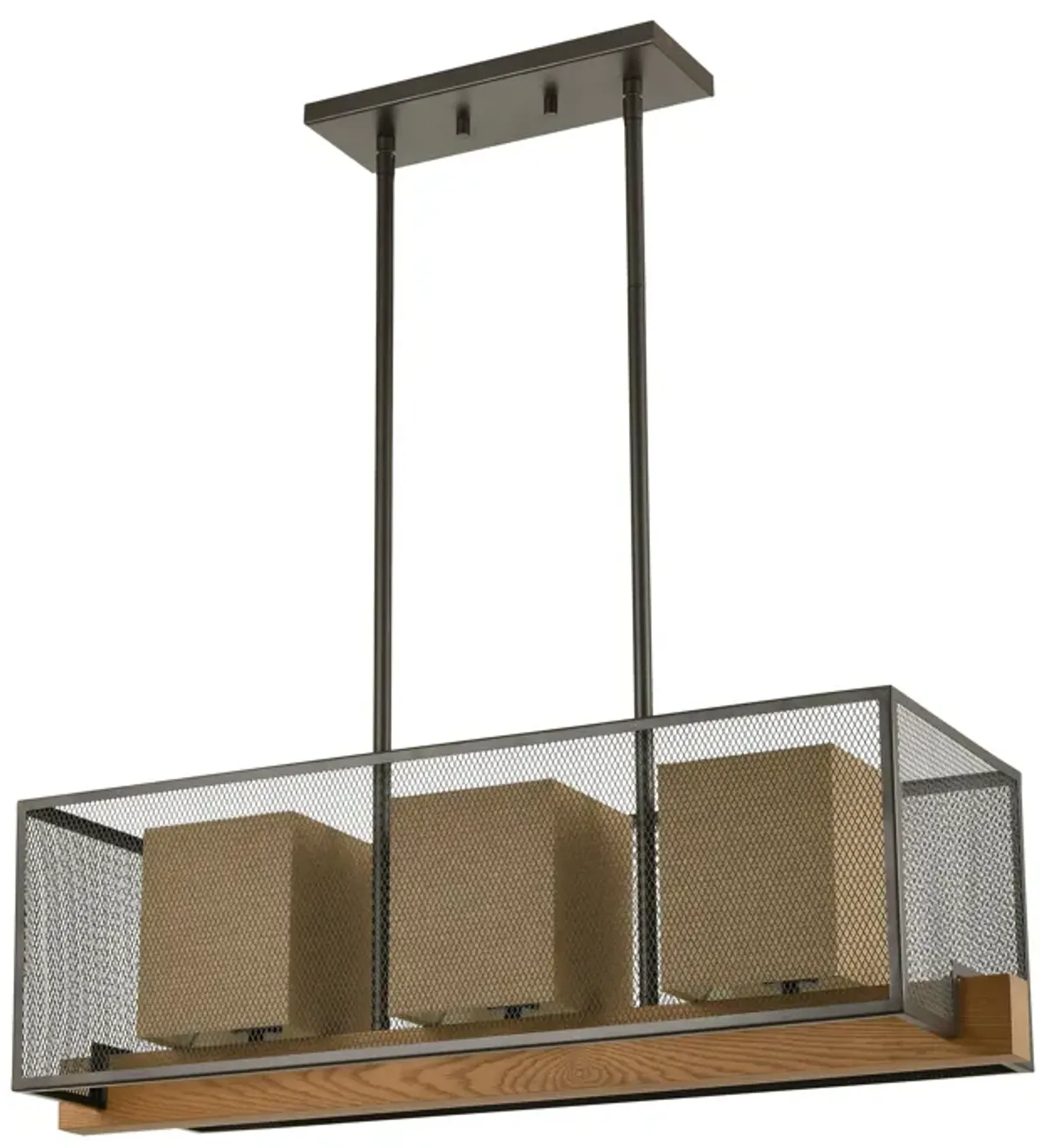 Crossbeam 35" Wide 3-Light Linear Chandelier - Oil Rubbed Bronze